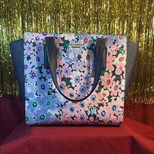 NWOT-Kate Spade Pink and Blue Floral Tote Storybook Lining